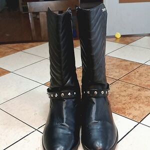 BCBGGIRLS boot, matte black, leather, size 5, women's
